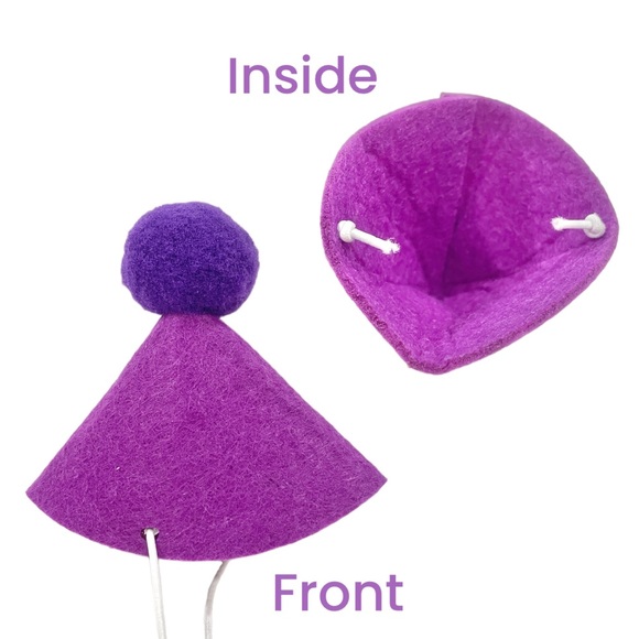 Pet Birthday Hat and Bib Set Purple/White for Small-Medium Dogs Cats NWT - Picture 3 of 8